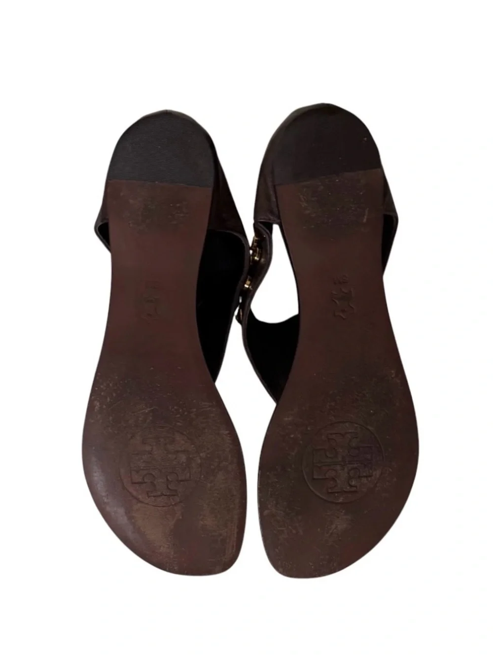 Tory Burch Dark Brown Gladiator Leather with Gold Studs Sandals Size 8